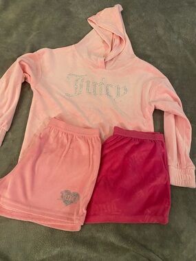 Juicy Couture Pink & Hot Pink Velour Hoodie with Skirts